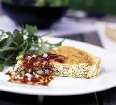 Τάρτα με καβουρόψυχα και τζίντζερ με dressing τσίλι